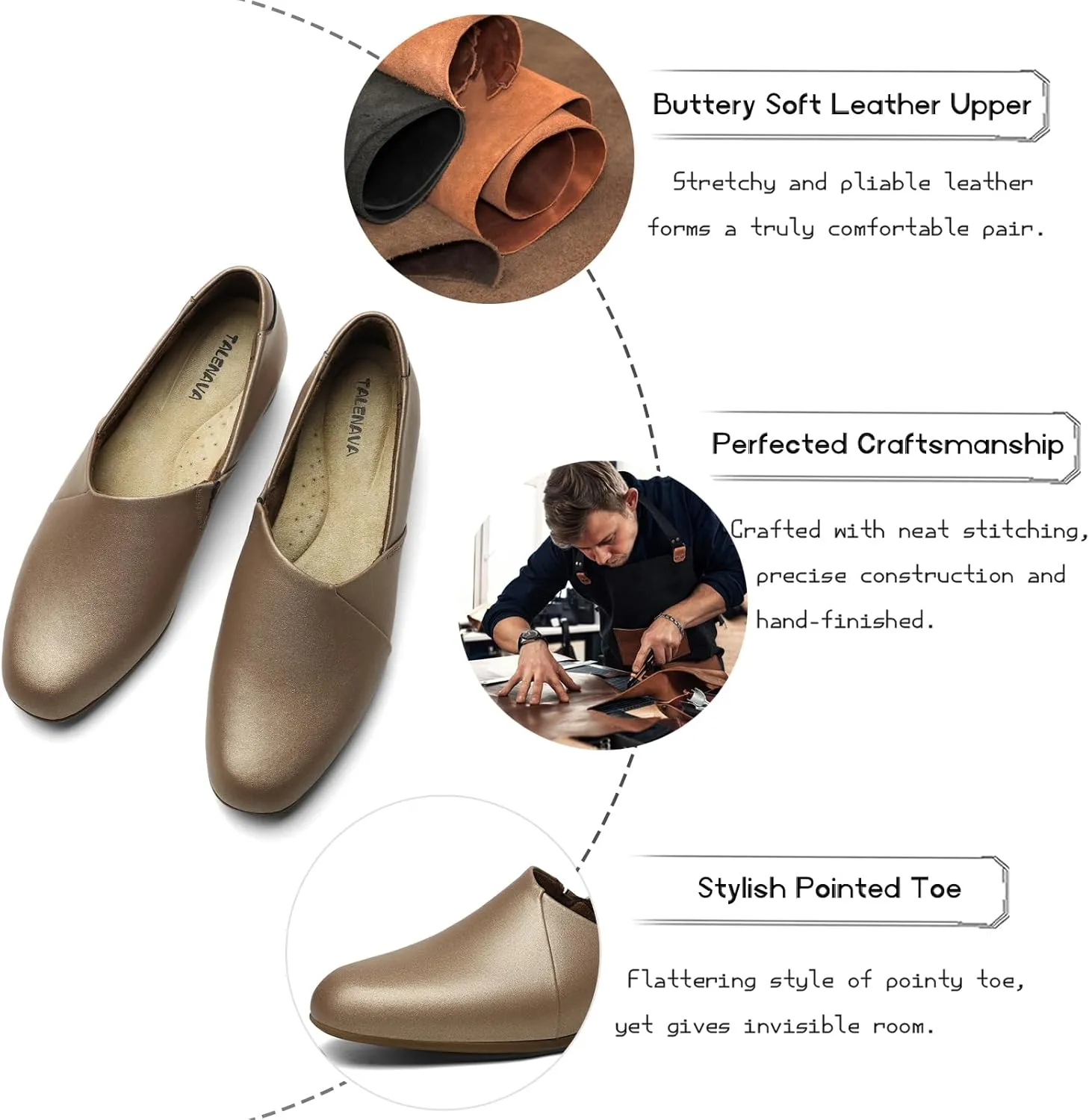 Women's Classic Comfort Dress Shoes Casual Leather Loafers Flats Cute Versatile Slip-Ons Everyday Work Shoes