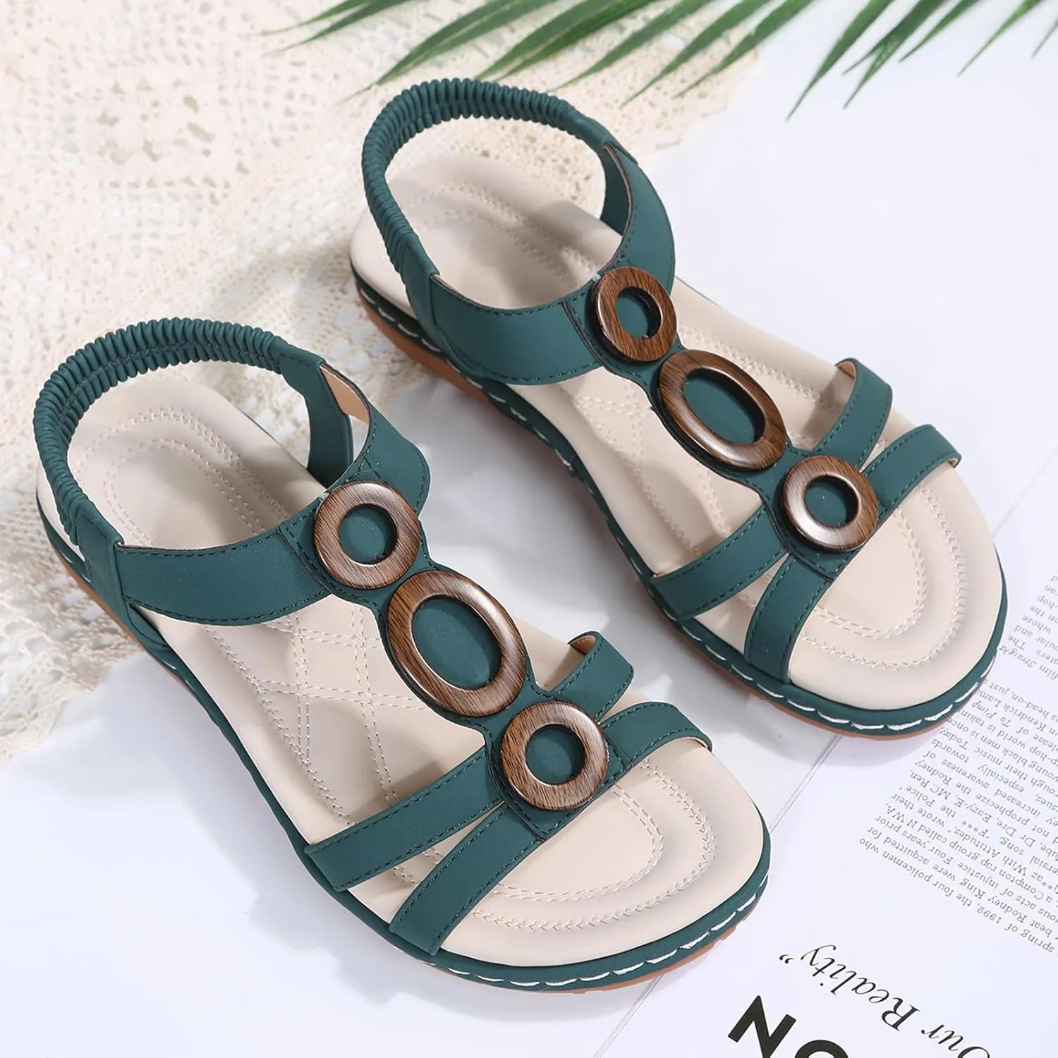 Women's Classic Sandals with Open Toe Stylish Walking Flats Comfortable Work Dressy Sandal Footwear for Summer Beach