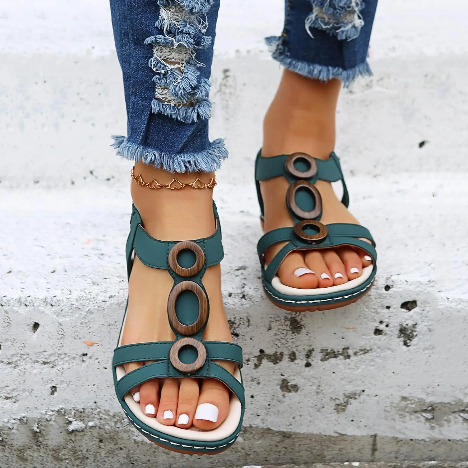 Women's Classic Sandals with Open Toe Stylish Walking Flats Comfortable Work Dressy Sandal Footwear for Summer Beach