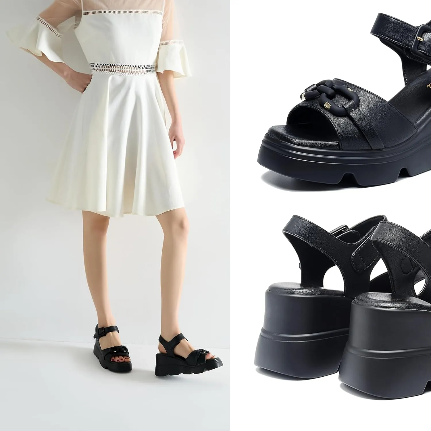 Women's Comfort Padded Flat Peep Toe Slingback Sandals with Ankle Strap Shoes