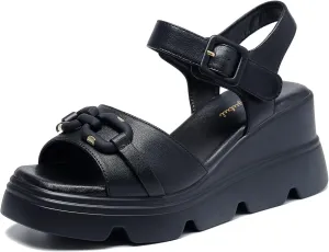 Women's Comfort Padded Flat Peep Toe Slingback Sandals with Ankle Strap Shoes