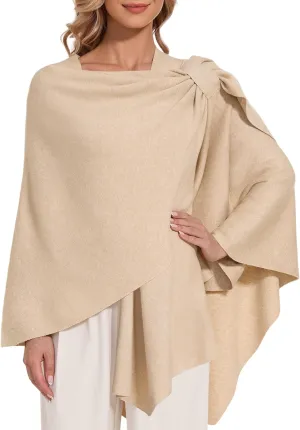 Women's Crossover Shawl Wraps Open Front Poncho Cape Elegant Loop Shawls Travel Shawls for Fall Winter