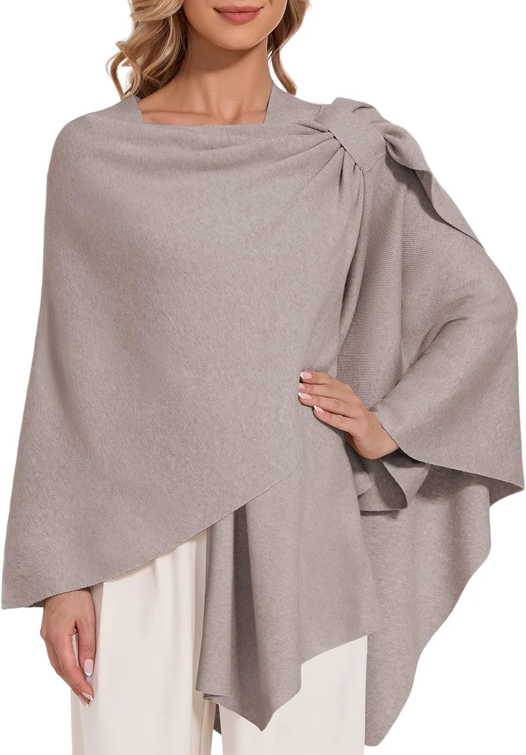 Women's Crossover Shawl Wraps Open Front Poncho Cape Elegant Loop Shawls Travel Shawls for Fall Winter