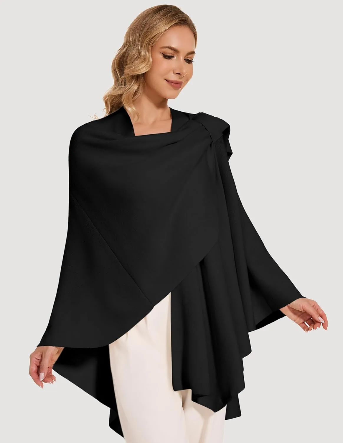 Women's Crossover Shawl Wraps Open Front Poncho Cape Elegant Loop Shawls Travel Shawls for Fall Winter