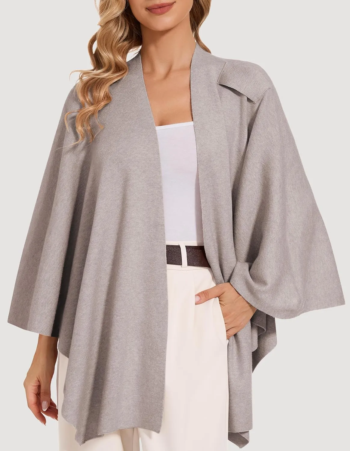 Women's Crossover Shawl Wraps Open Front Poncho Cape Elegant Loop Shawls Travel Shawls for Fall Winter