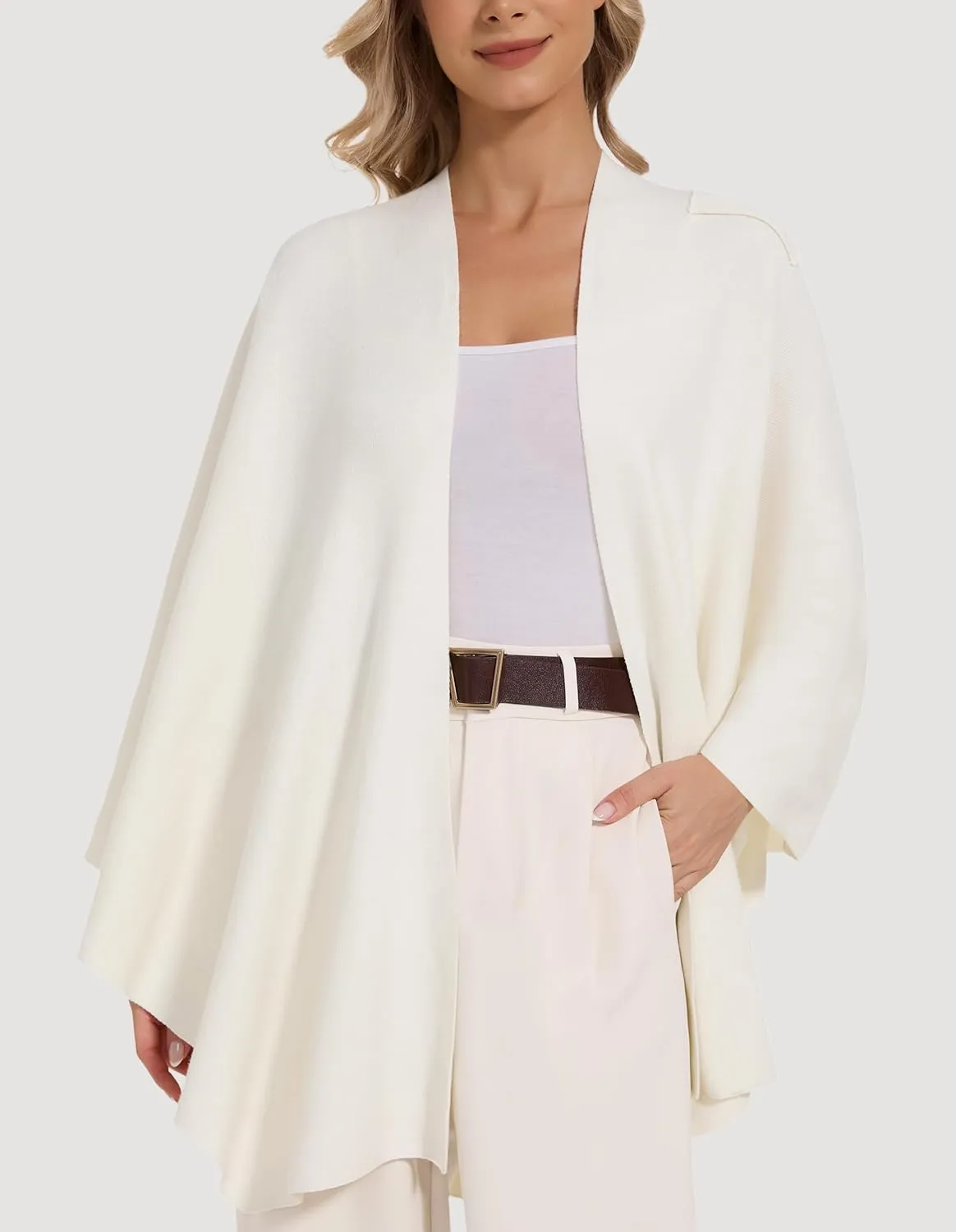 Women's Crossover Shawl Wraps Open Front Poncho Cape Elegant Loop Shawls Travel Shawls for Fall Winter
