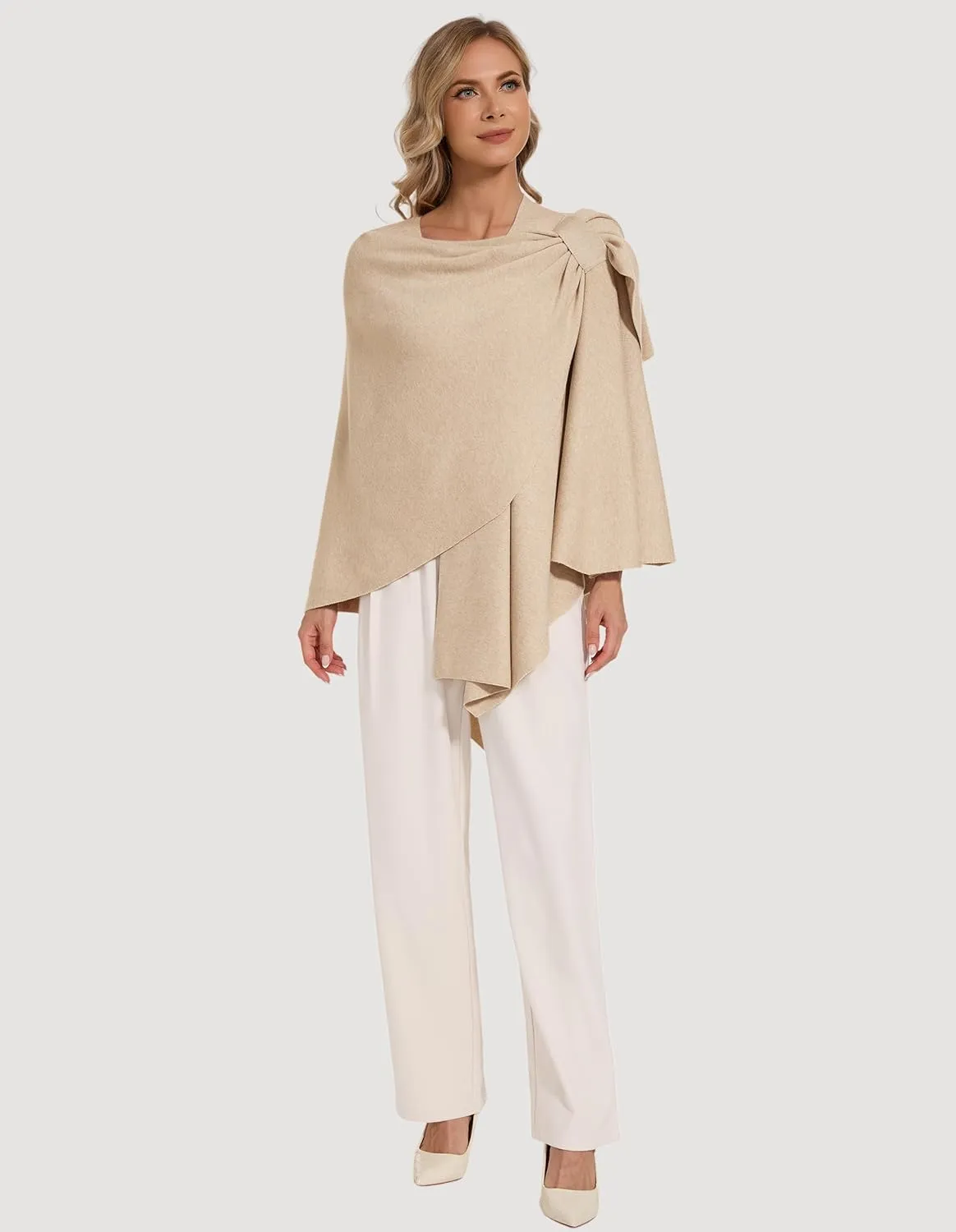 Women's Crossover Shawl Wraps Open Front Poncho Cape Elegant Loop Shawls Travel Shawls for Fall Winter