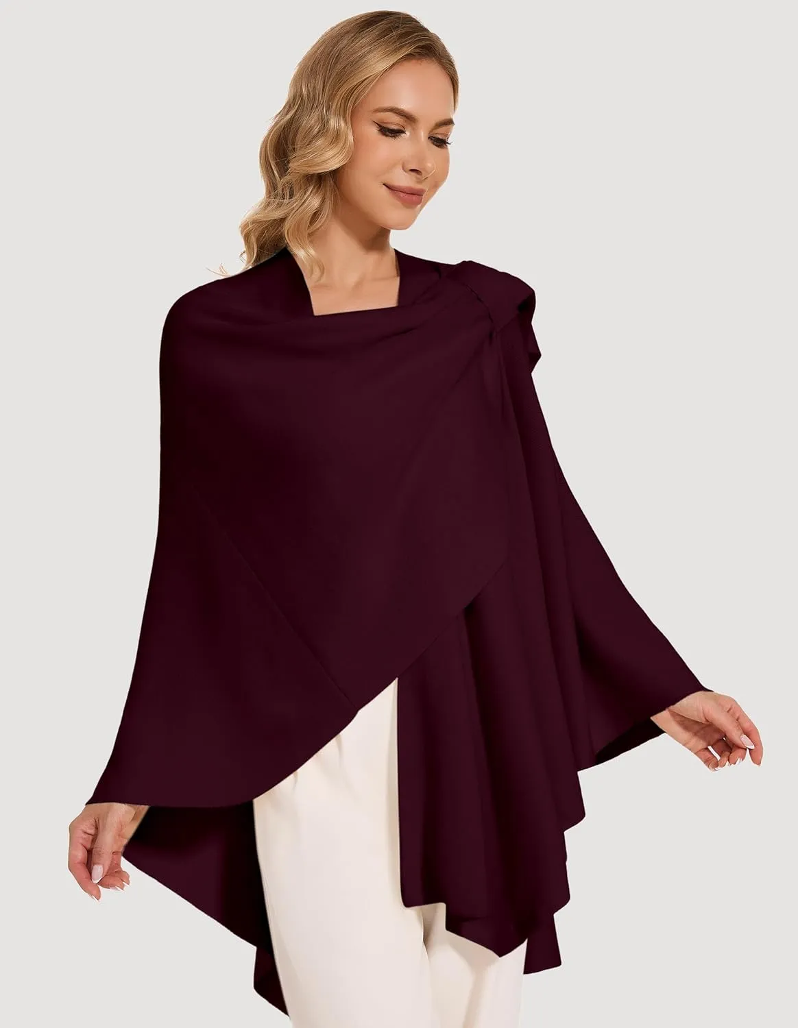 Women's Crossover Shawl Wraps Open Front Poncho Cape Elegant Loop Shawls Travel Shawls for Fall Winter