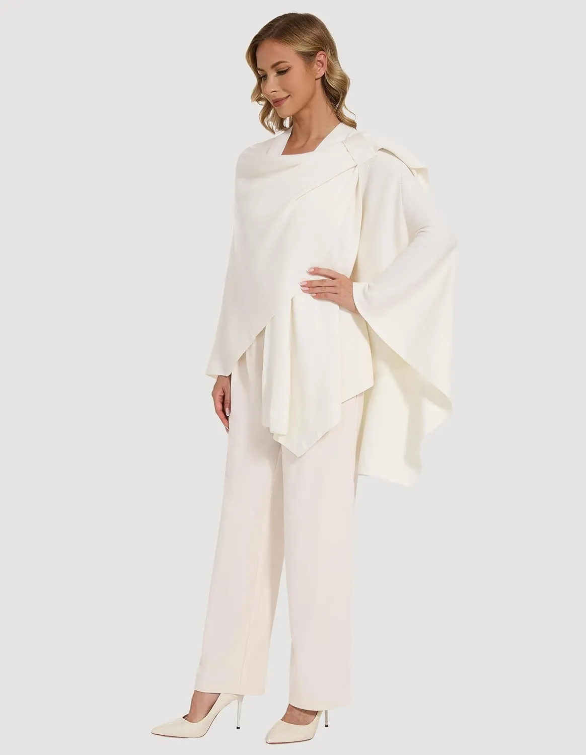 Women's Crossover Shawl Wraps Open Front Poncho Cape Elegant Loop Shawls Travel Shawls for Fall Winter