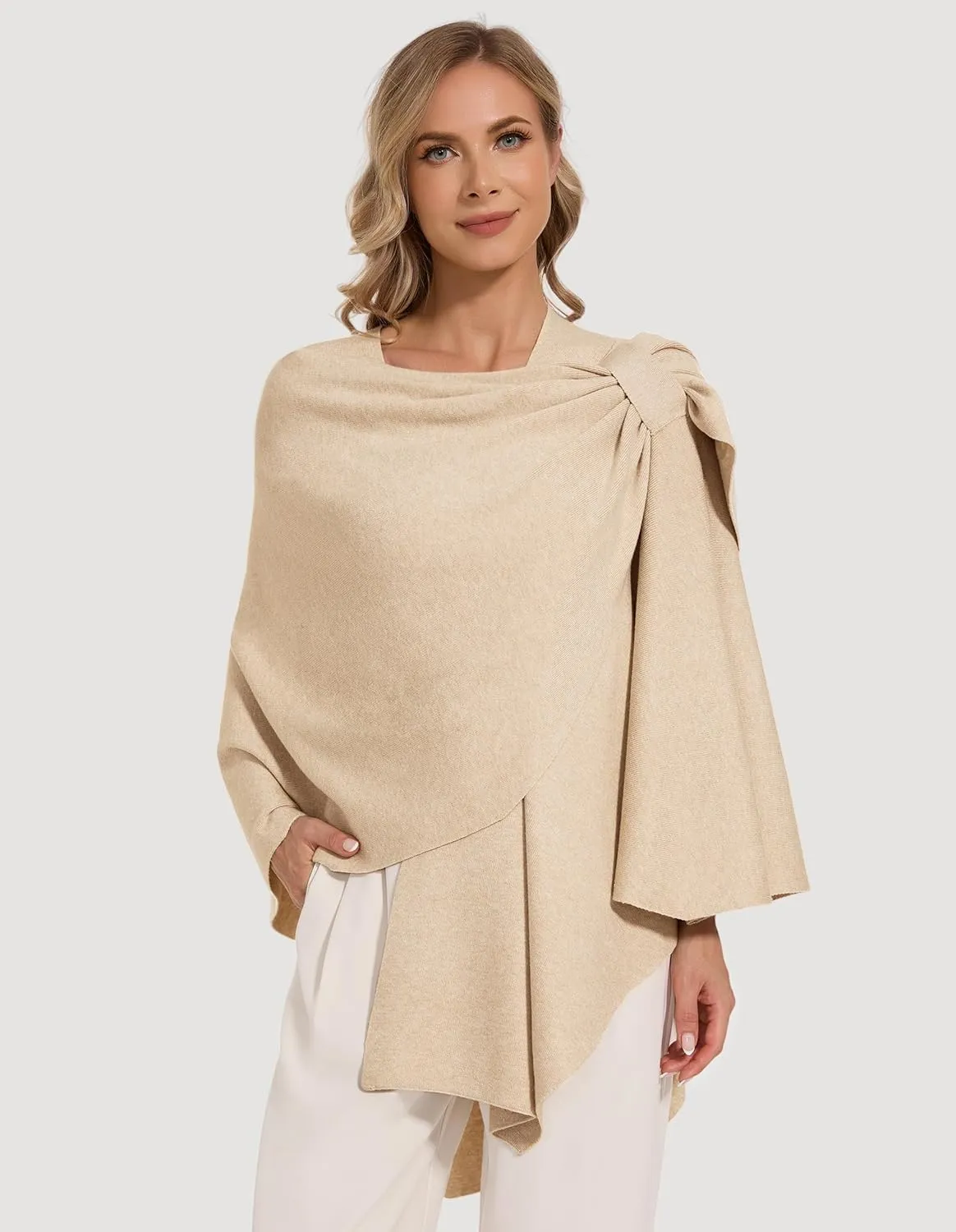 Women's Crossover Shawl Wraps Open Front Poncho Cape Elegant Loop Shawls Travel Shawls for Fall Winter