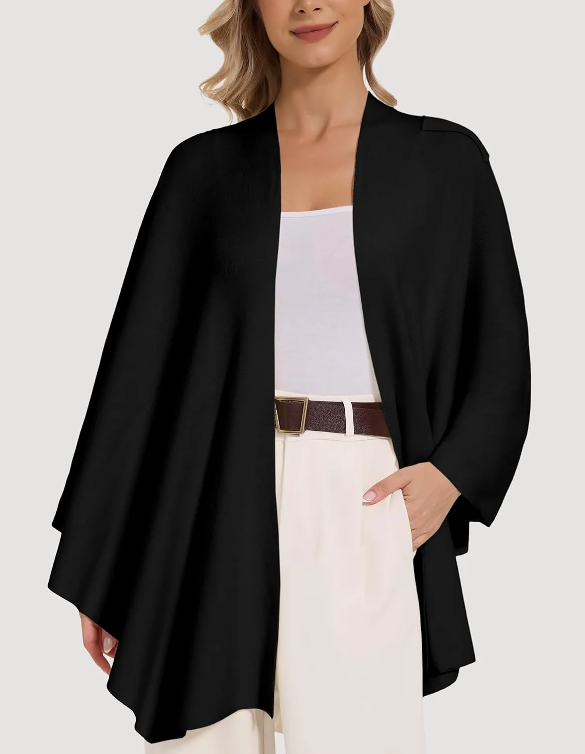 Women's Crossover Shawl Wraps Open Front Poncho Cape Elegant Loop Shawls Travel Shawls for Fall Winter