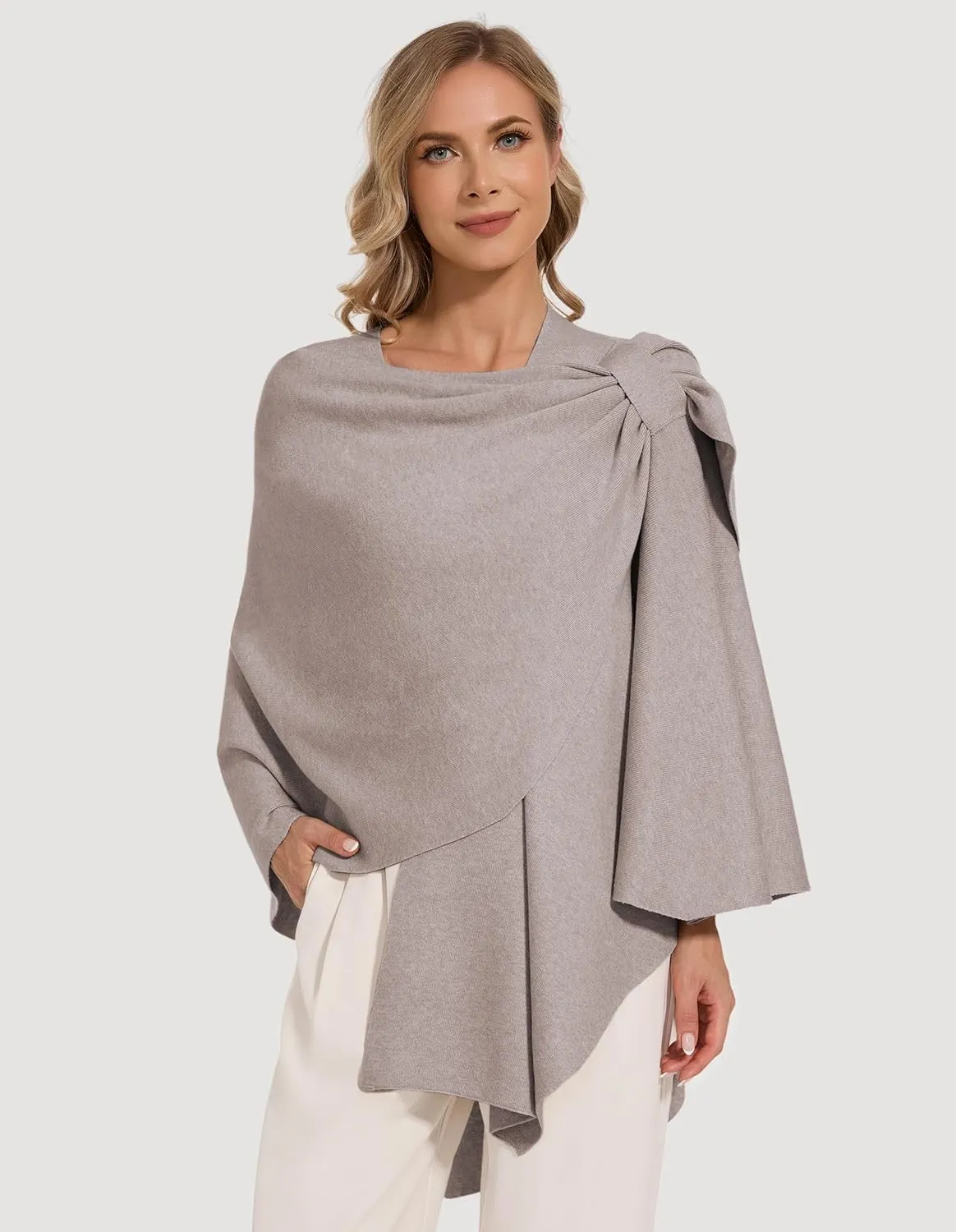Women's Crossover Shawl Wraps Open Front Poncho Cape Elegant Loop Shawls Travel Shawls for Fall Winter