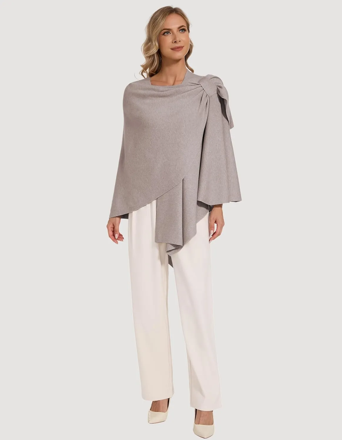 Women's Crossover Shawl Wraps Open Front Poncho Cape Elegant Loop Shawls Travel Shawls for Fall Winter