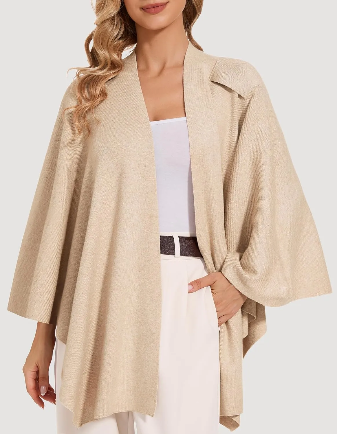 Women's Crossover Shawl Wraps Open Front Poncho Cape Elegant Loop Shawls Travel Shawls for Fall Winter