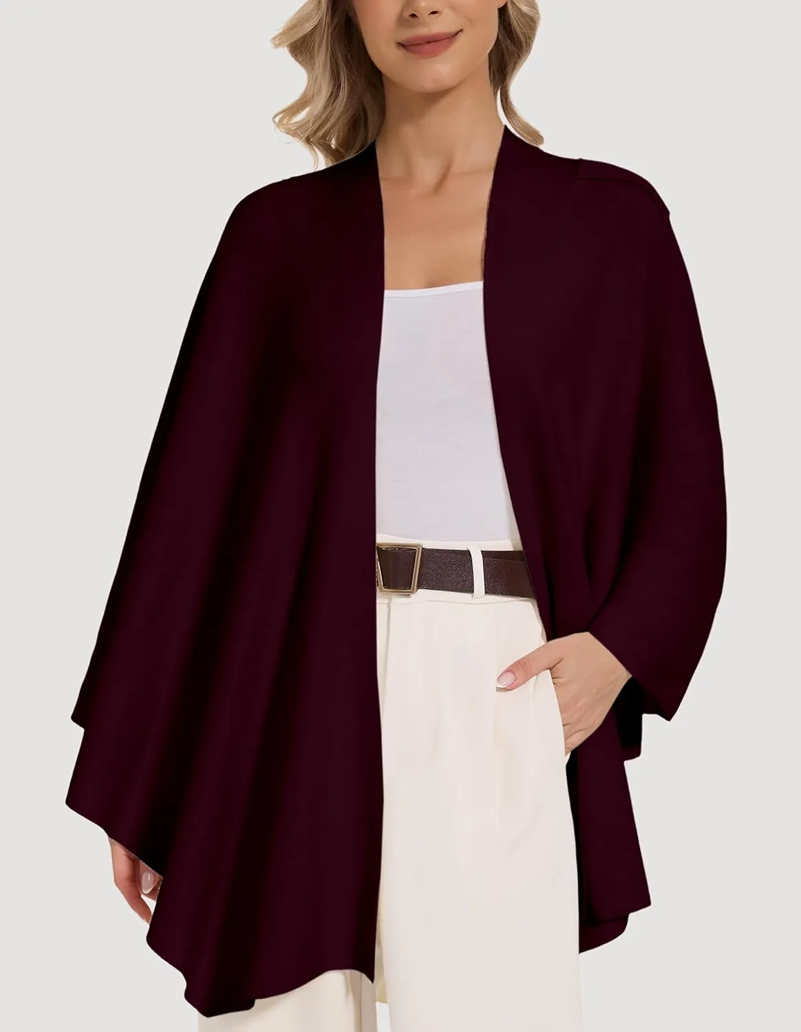 Women's Crossover Shawl Wraps Open Front Poncho Cape Elegant Loop Shawls Travel Shawls for Fall Winter