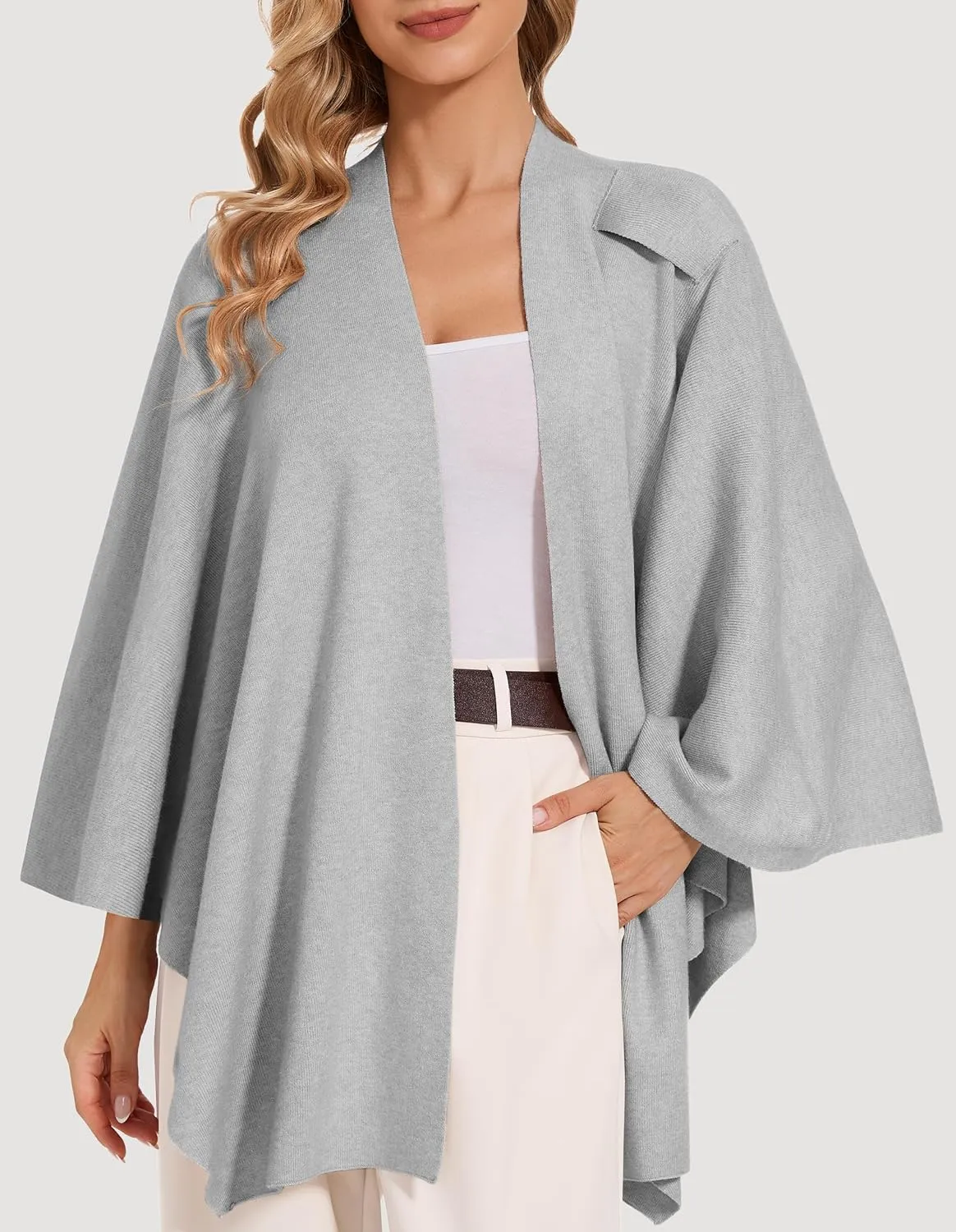 Women's Crossover Shawl Wraps Open Front Poncho Cape Elegant Loop Shawls Travel Shawls for Fall Winter