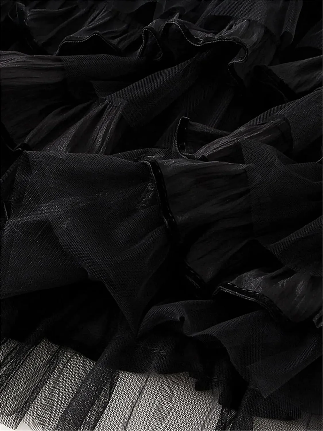 Women's Elegant Mesh Tulle Long Skirt Summer Elastic Waist Puffy Fluffy Layered A-Line Cake Skirts
