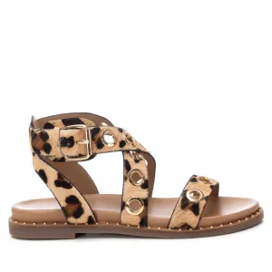 Women's Gladiator Sandal With Eyelet Detail In Leopard