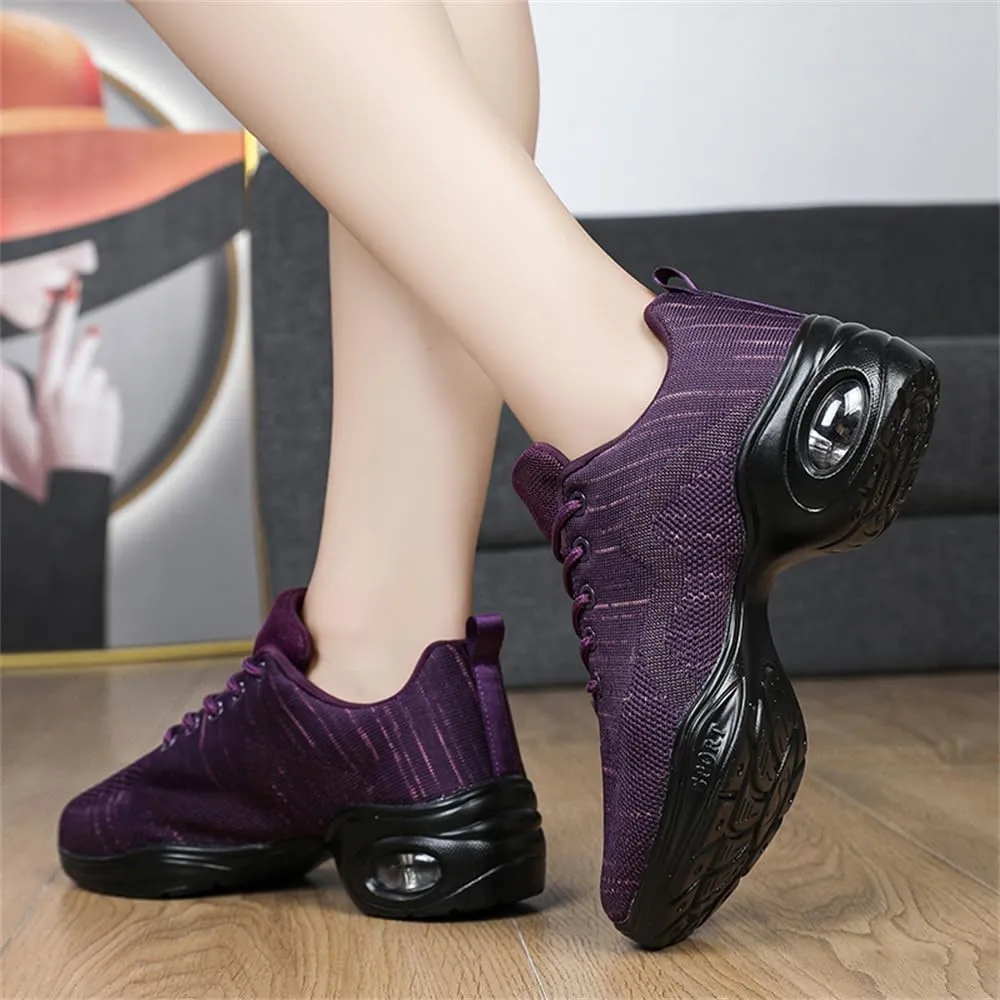 Women's Jazz Shoes Lace-up Sneakers Modern Dance Shoes Cushion Platform Walking Dance Shoes