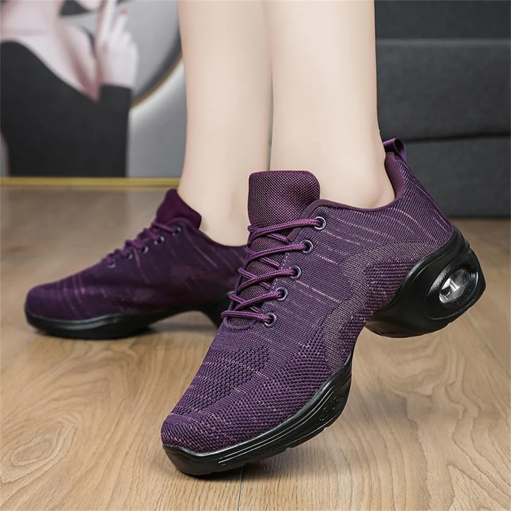 Women's Jazz Shoes Lace-up Sneakers Modern Dance Shoes Cushion Platform Walking Dance Shoes