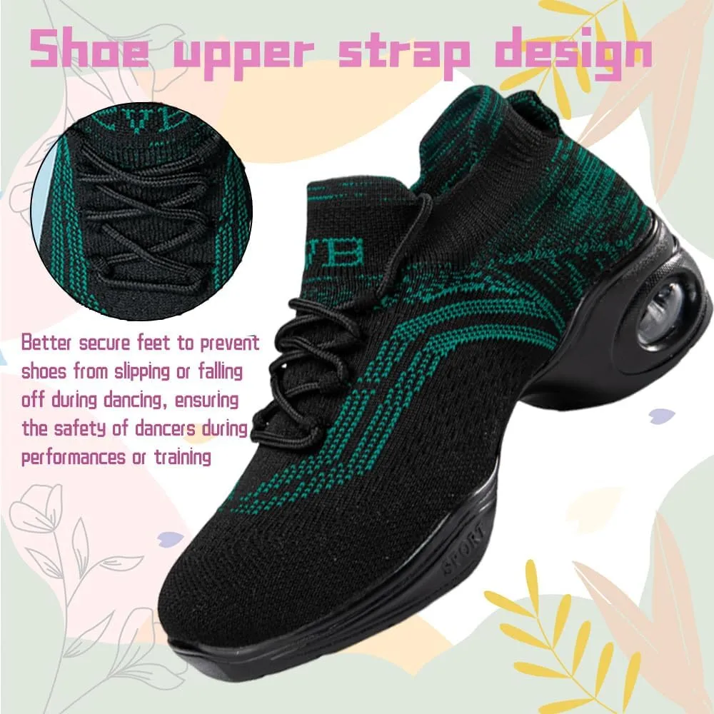 Women's Jazz Shoes Lace-up Sneakers Modern Dance Shoes Cushion Platform Walking Dance Shoes
