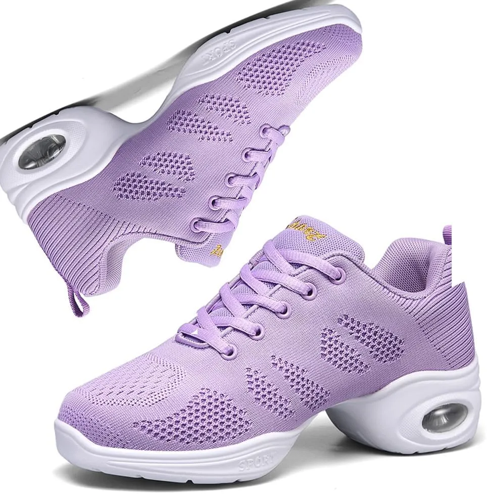 Women's Jazz Shoes Lace-up Sneakers Modern Dance Shoes Cushion Platform Walking Dance Shoes