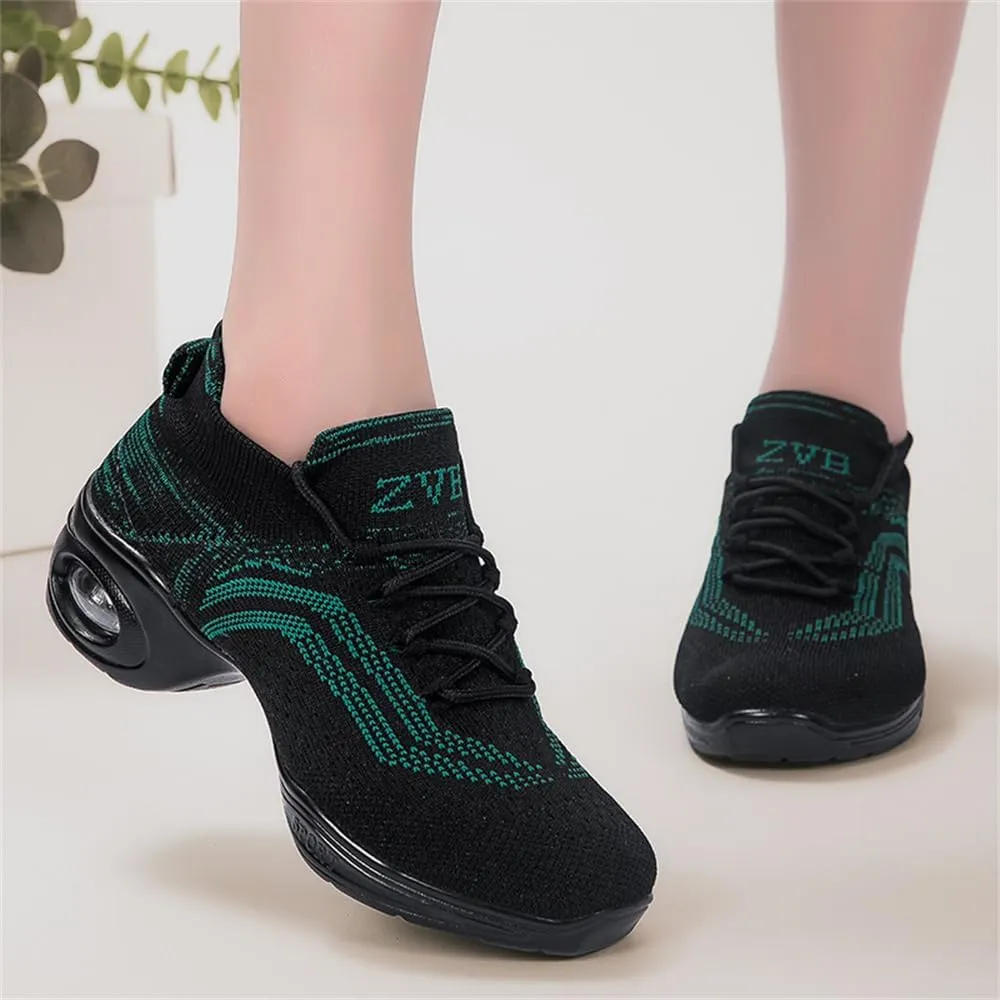 Women's Jazz Shoes Lace-up Sneakers Modern Dance Shoes Cushion Platform Walking Dance Shoes
