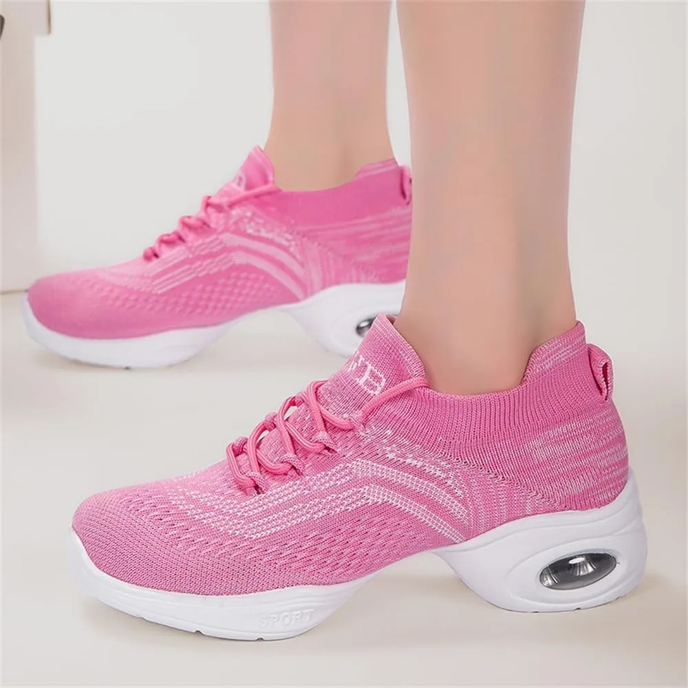 Women's Jazz Shoes Lace-up Sneakers Modern Dance Shoes Cushion Platform Walking Dance Shoes