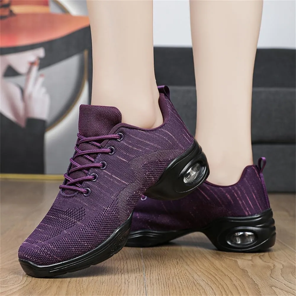 Women's Jazz Shoes Lace-up Sneakers Modern Dance Shoes Cushion Platform Walking Dance Shoes