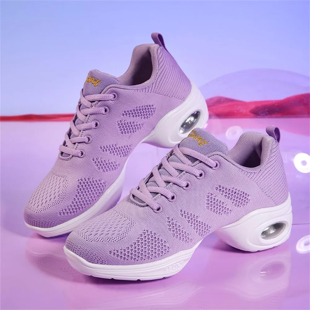 Women's Jazz Shoes Lace-up Sneakers Modern Dance Shoes Cushion Platform Walking Dance Shoes