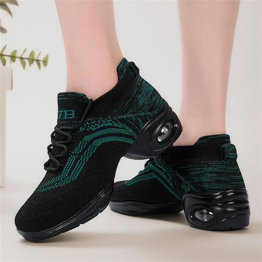 Women's Jazz Shoes Lace-up Sneakers Modern Dance Shoes Cushion Platform Walking Dance Shoes