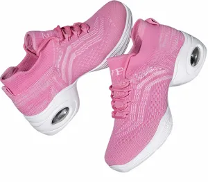Women's Jazz Shoes Lace-up Sneakers Modern Dance Shoes Cushion Platform Walking Dance Shoes