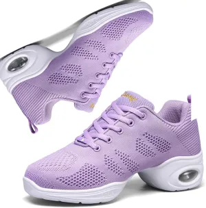 Women's Jazz Shoes Lace-up Sneakers Modern Dance Shoes Cushion Platform Walking Dance Shoes