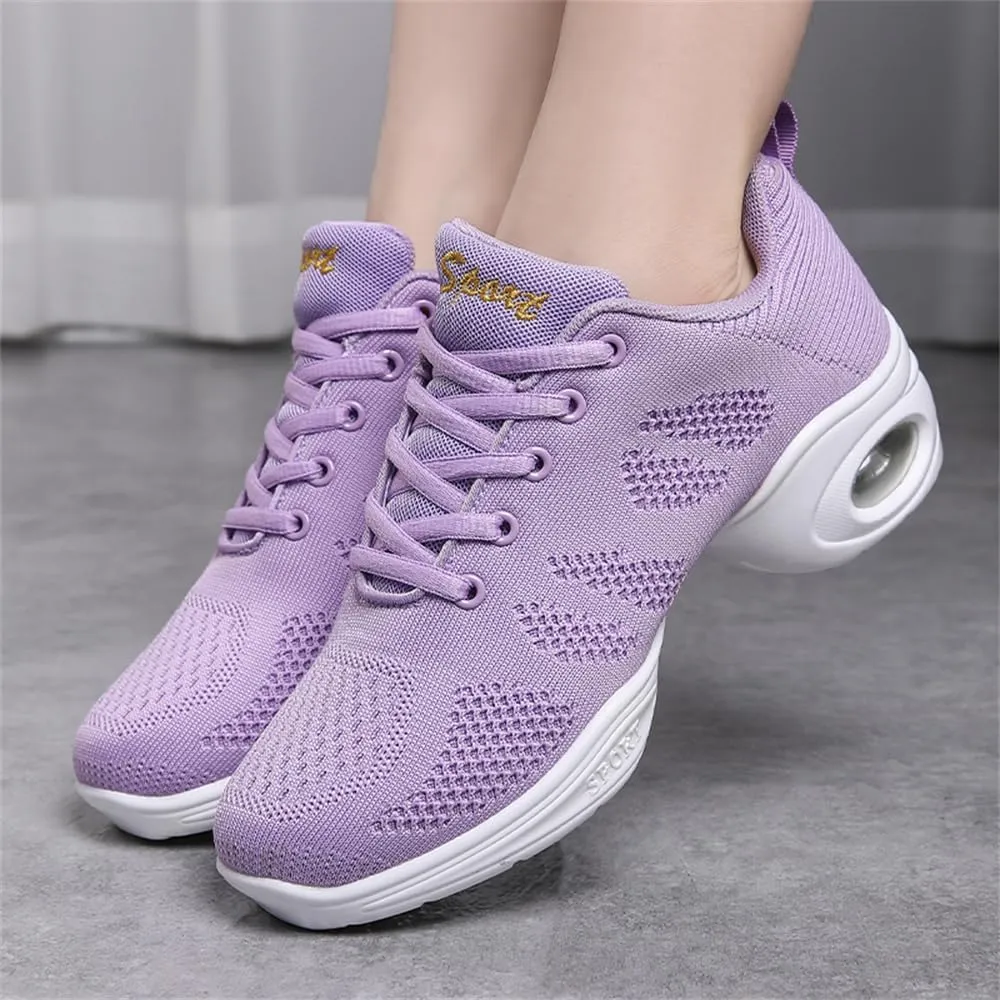 Women's Jazz Shoes Lace-up Sneakers Modern Dance Shoes Cushion Platform Walking Dance Shoes