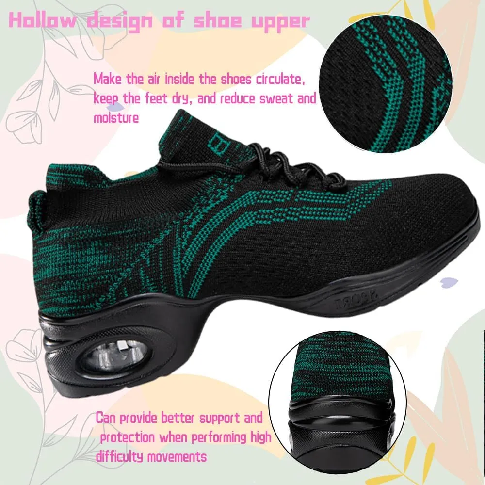 Women's Jazz Shoes Lace-up Sneakers Modern Dance Shoes Cushion Platform Walking Dance Shoes