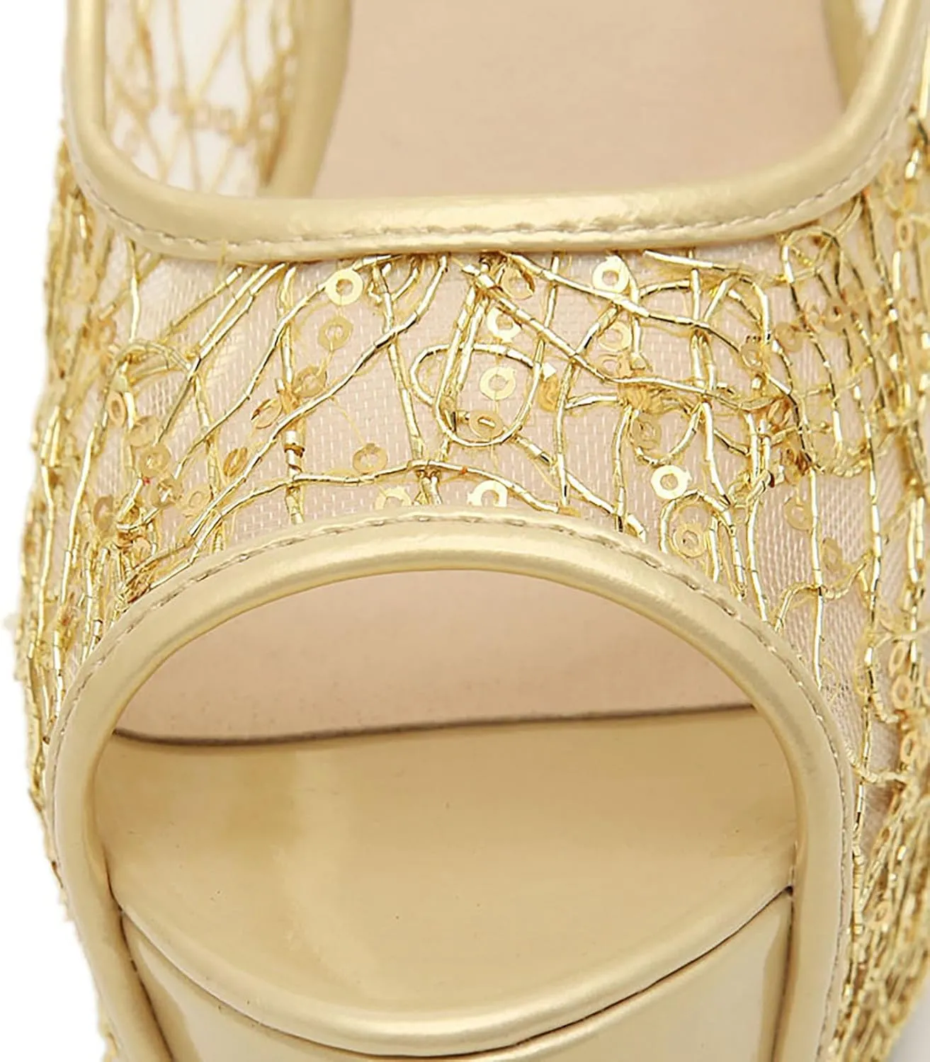 Women's Lace Surface Peep Toe Platform Stiletto Wedding Party Crystal Transparent High Heels 14cm /5.5in