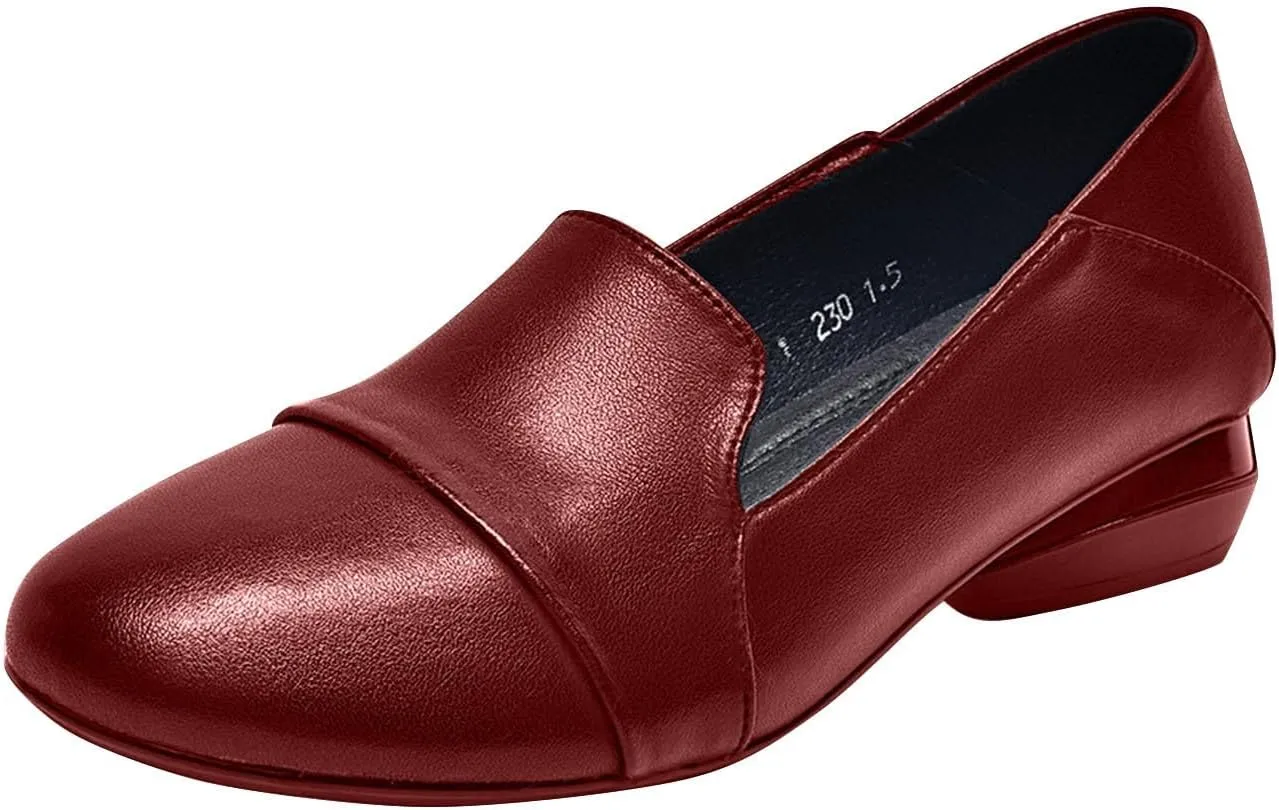 Women’s Low Block Chunky Heels Pumps Elegant Closed Round Toe Pumps Shoes Low Platform Shoes Ladies Office Pumps Shoes