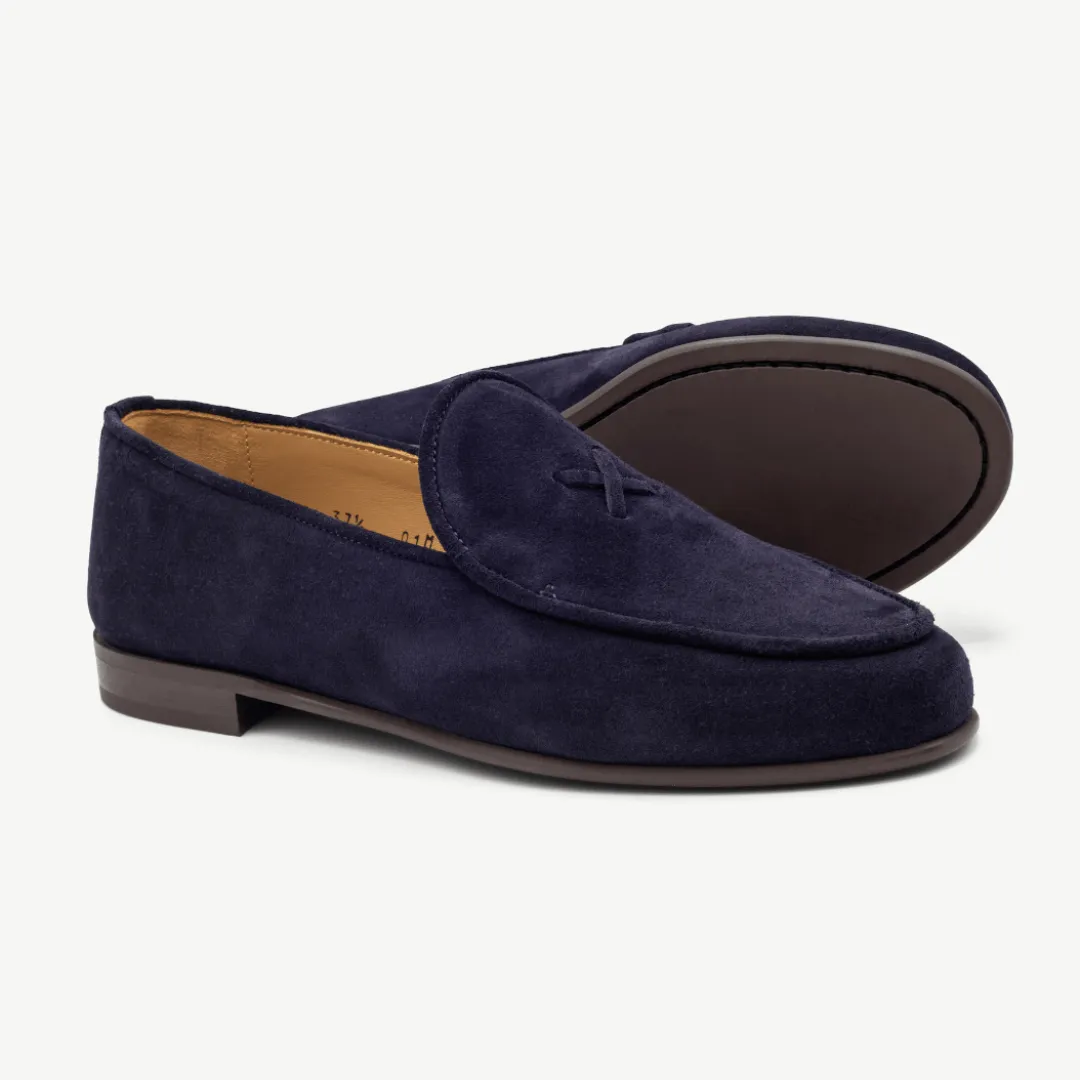 Women's Navy Suede Milano Loafer From Del Toro Shoes