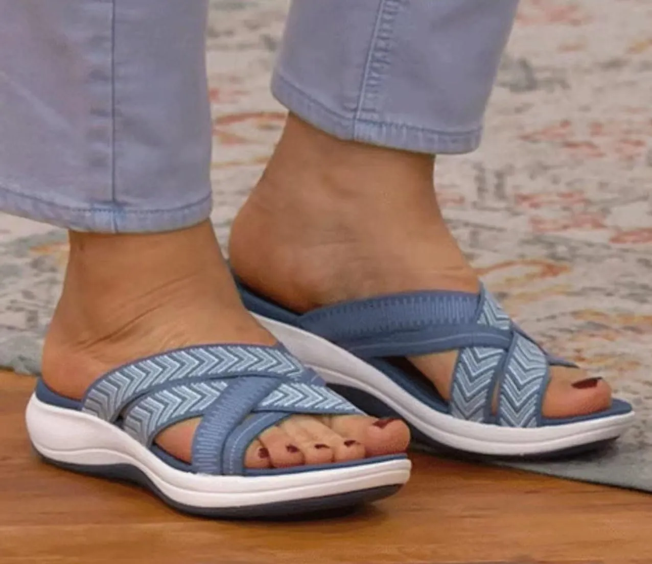 Women's Rehabilitation Orthopedic Walking Sandals Slippers Arch Support Slippers Plantar Fasciitis Wide Sandals Flat Slippers Slip On Sandals