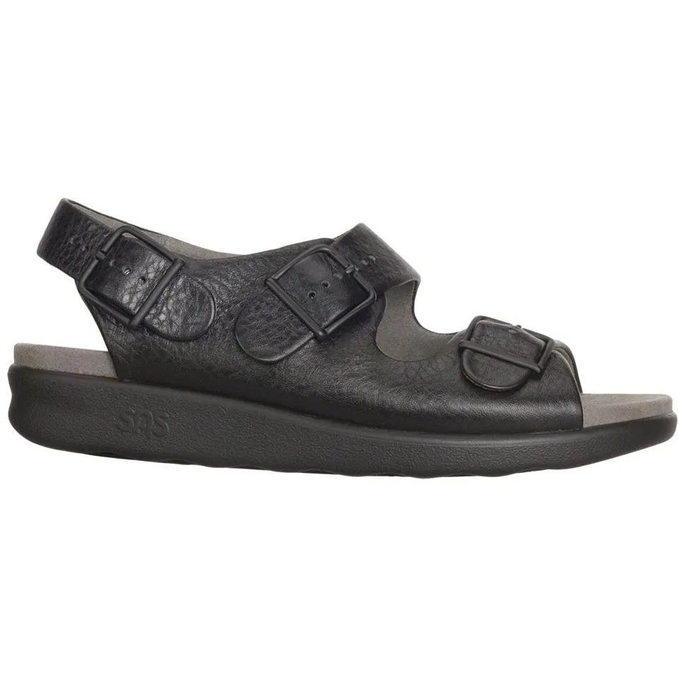 Women's Relaxed Black Heel Strap Sandal