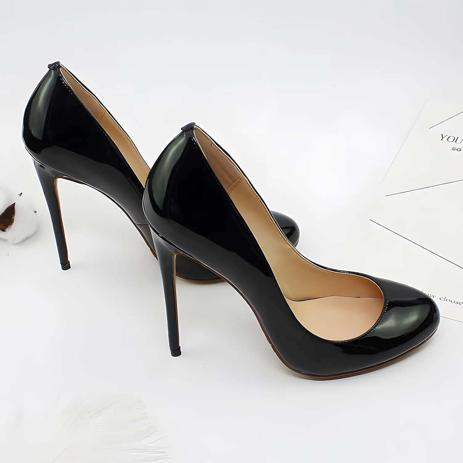 Womens Round Toe Sexy Shallow Mouth 4.7in Stilettos High Heel Banquet Pumps Big Size Versatile Shoes