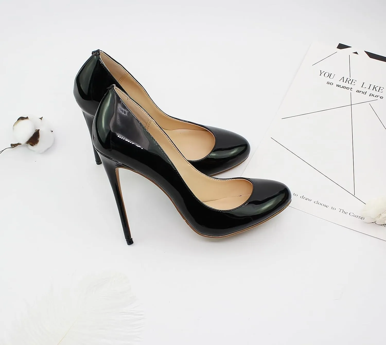 Womens Round Toe Sexy Shallow Mouth 4.7in Stilettos High Heel Banquet Pumps Big Size Versatile Shoes