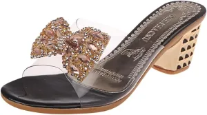 Women's Shoes Bow Knot Crystal Peep Toe Heels High Elegant Slipper Sandals