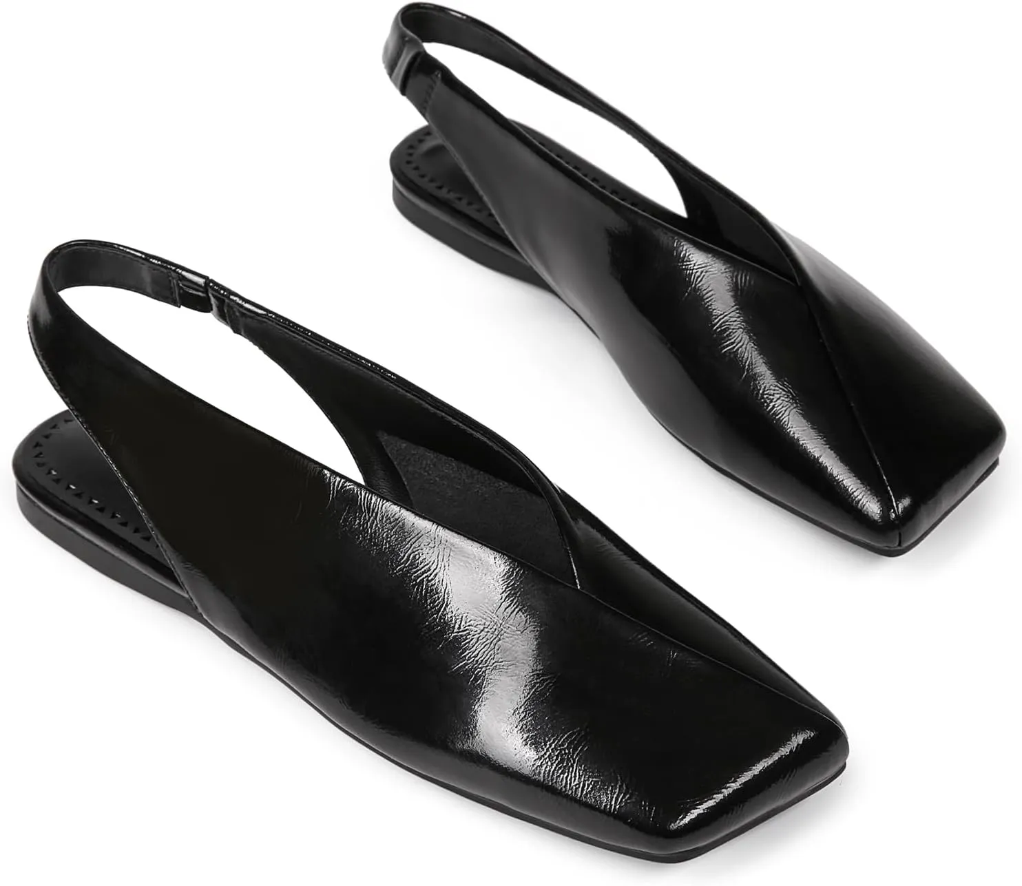 Women's Slingback Flats Fashion Comfortable Casual Work Flats for Women Elegant Square Toe Shoes