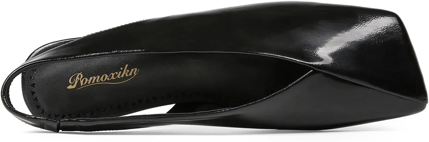 Women's Slingback Flats Fashion Comfortable Casual Work Flats for Women Elegant Square Toe Shoes