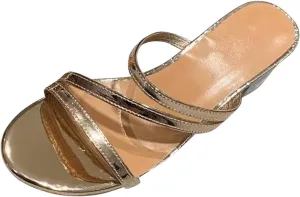 Women's Slip on Elegant Sandal Solid Strappy Open Toe Slipper Summer Spring Trendy Shoe Casual Business High Heel