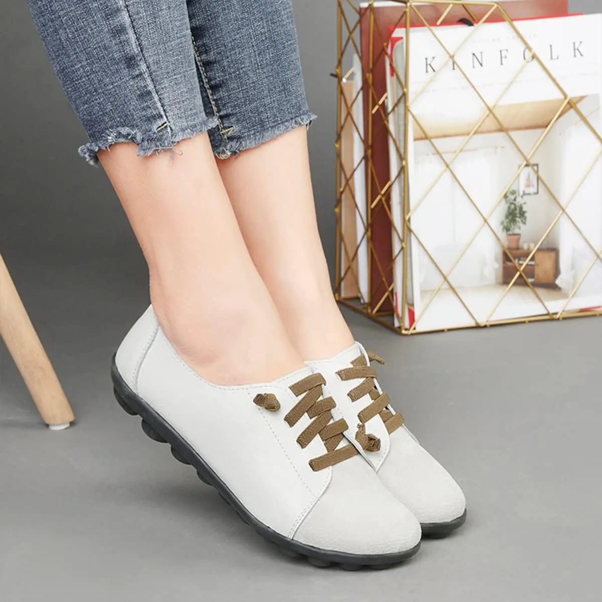 Women's Sneakers Non Slip Shoes Casual Shoes,Lace up Shoes Leather