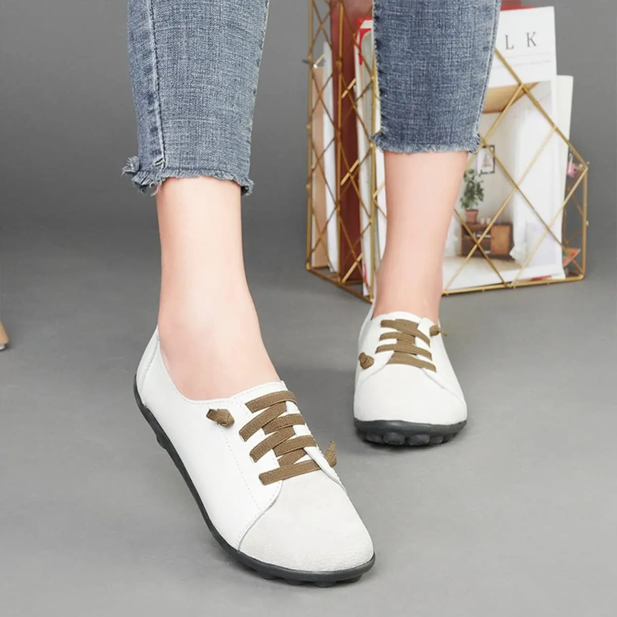 Women's Sneakers Non Slip Shoes Casual Shoes,Lace up Shoes Leather