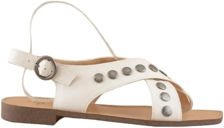 Women's Studded Cross Band Sandal Flat Ankle Strap Sandals Fashion Slide Sandals Flip Flops