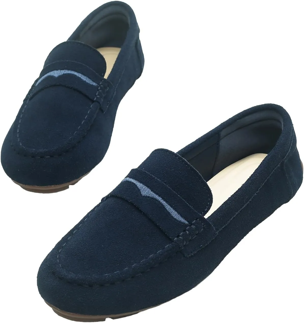 Women's Suede Leather Driving Loafers Comfortable and Elegant Mocasin Shoes Penny Shoes